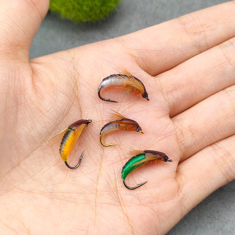 Fly Fishing Nymph Flies Assortment - Bead Head Caddis Pupa Larva Lures, Realistic Stonefly & Mayfly Imitations for Trout, Bass, and Carp, 6-Pack Hand-Tied Fishing Baits
