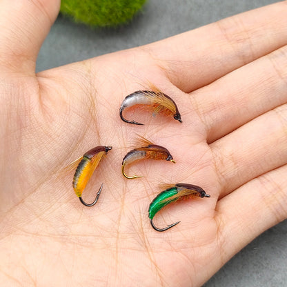 Fly Fishing Nymph Flies Assortment - Bead Head Caddis Pupa Larva Lures, Realistic Stonefly & Mayfly Imitations for Trout, Bass, and Carp, 6-Pack Hand-Tied Fishing Baits
