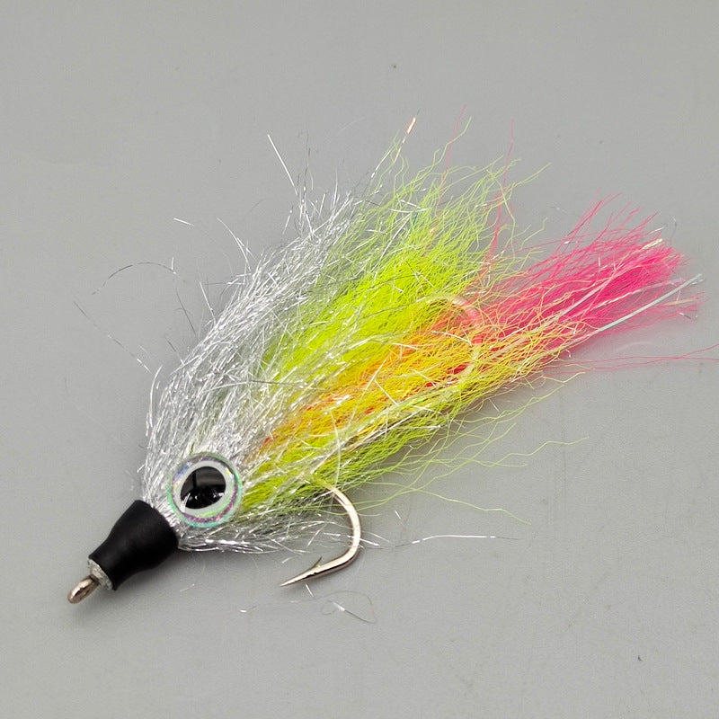 DZ Angling | Premium Hand-Tied Baitfish Streamer (5-Pack) – UV-Reflective Synthetic Minnow with 3D Eyes & Dual-Hook Rigging for Aggressive Predators