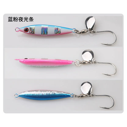 Slow Pitch Jig Lure for Sea Fishing – UV Reflective "Chubby" Metal Vibration Bait with Spinner Blade & Single Hook, Multiple Weights (0.5oz–3.5oz) for Mackerel, Tuna, Spanish Mackerel, Barracuda