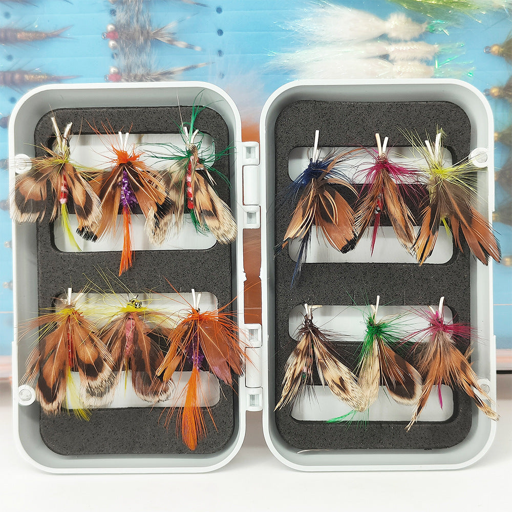 12-Pack Realistic Butterfly Fly Fishing Lures with Waterproof Case