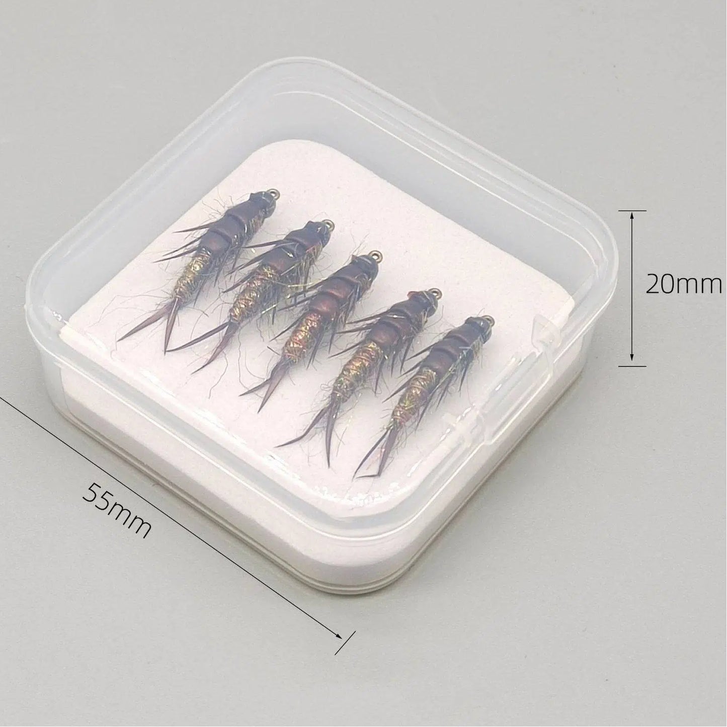Handmade Realistic Nymph Fly - Super Lifelike Brown Body, Detailed Segments & Joints, Premium Hand-Tied Trout Flies, 5-Pack for Fly Fishing, Hook Size 10#