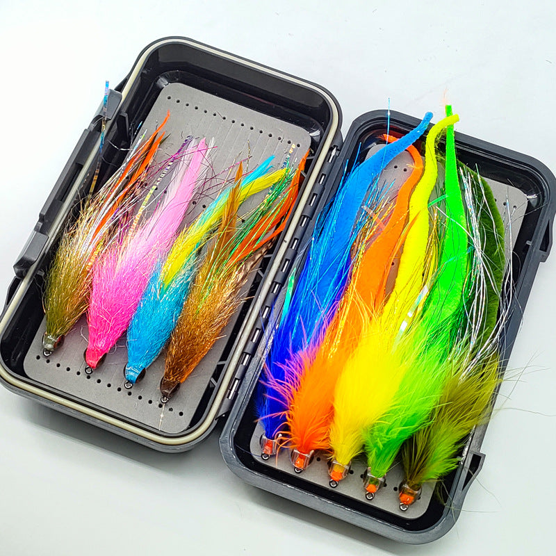 9 PCS Big Game Bass & Pike Streamer Fly Kit | 2/0# Heavy Duty Hook Saltwater Baitfish Lure Set with Waterproof Box