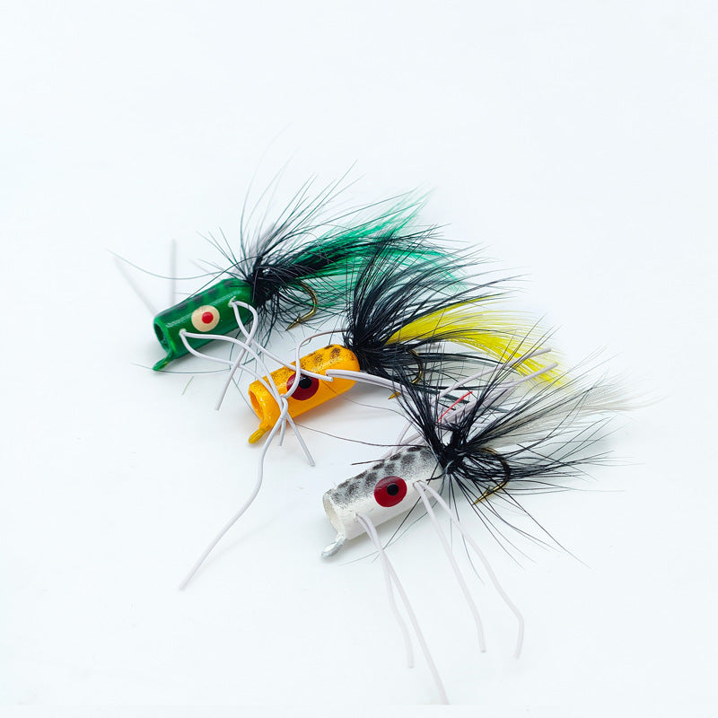 DZ Angling 6 Pack Topwater Foam Frog Poppers for Bass Fishing, Hook Size #10