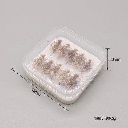 DZ Angling | 10-Pack Hand-Tied Deer Hair Caddis Dry Fly - Floating Adult Caddisfly Pattern for Trout, Chub, and Stream Micro-Fishing (#12-18)