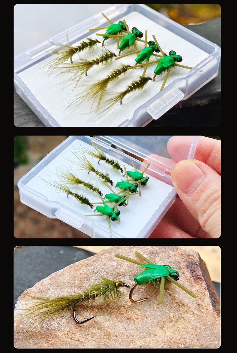 4-Pack Articulated Damselfly Nymph Wet Fly - Jointed Double Hook Trout & Bass Fly Fishing Lures with Soft Silicone Feelers & Natural Olive Feathers (Sizes 12-18)