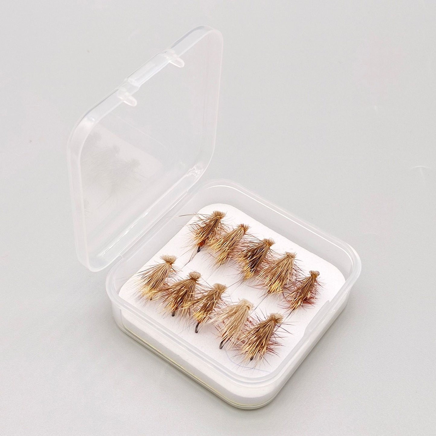 DZ Angling | 10-Pack Hand-Tied Deer Hair Caddis Dry Fly - Floating Adult Caddisfly Pattern for Trout, Chub, and Stream Micro-Fishing (#12-18)