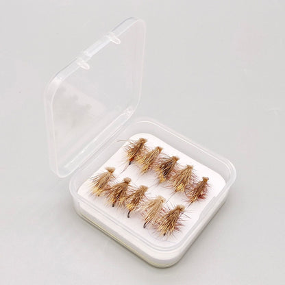 DZ Angling | 10-Pack Hand-Tied Deer Hair Caddis Dry Fly - Floating Adult Caddisfly Pattern for Trout, Chub, and Stream Micro-Fishing (#12-18)