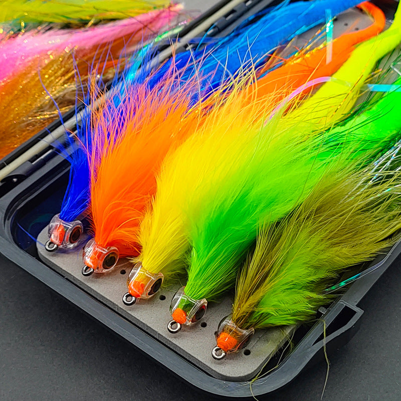9 PCS Big Game Bass & Pike Streamer Fly Kit | 2/0# Heavy Duty Hook Saltwater Baitfish Lure Set with Waterproof Box