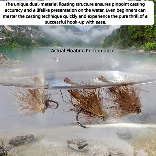 5-Pack Hand-Tied Deer Hair Caddis Flies - High Buoyancy Foam Body with Realistic Texture, Ultra-Sharp Barbless Hook for Trout and Bass Dry Flies Fly Fishing