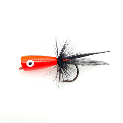 Pro 5-Pack Saltwater & Freshwater Feathery Popper Fly Lures - 4/0# Hook  - Topwater Poppers for Trout, Pike, Tarpon & Striped Bass