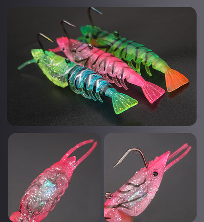 10-Packs Wholesale High-Realism Multi-Section Shrimp Imitation Lure 0.21oz/0.45oz, Soft Water-Sinking Lure with Single Hook and Lead, Soft, Durable, and Bite-Resistant