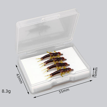 Realistic Nymph Soft Fishing Lures – 8-Pack Stonefly & Caddisfly Larvae Artificial Bait with Barbed Hooks, Ideal for Trout & Freshwater Fly Fishing