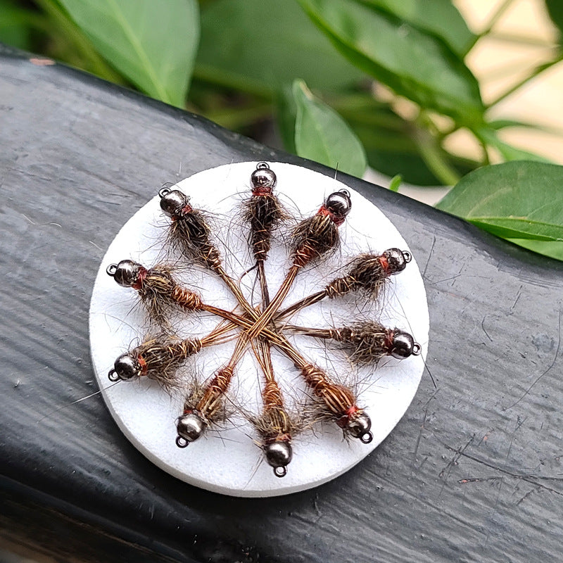 DZ Angling Beadhead Pheasant Tail Nymph Fly Fishing Lures - 10 Pack ,Weighted Tungsten Bead Subsurface Wet Flies for Trout Grayling, Sizes 14# 16# 18#