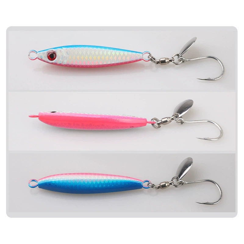 Slow Pitch Jig Lure for Sea Fishing – UV Reflective "Chubby" Metal Vibration Bait with Spinner Blade & Single Hook, Multiple Weights (0.5oz–3.5oz) for Mackerel, Tuna, Spanish Mackerel, Barracuda