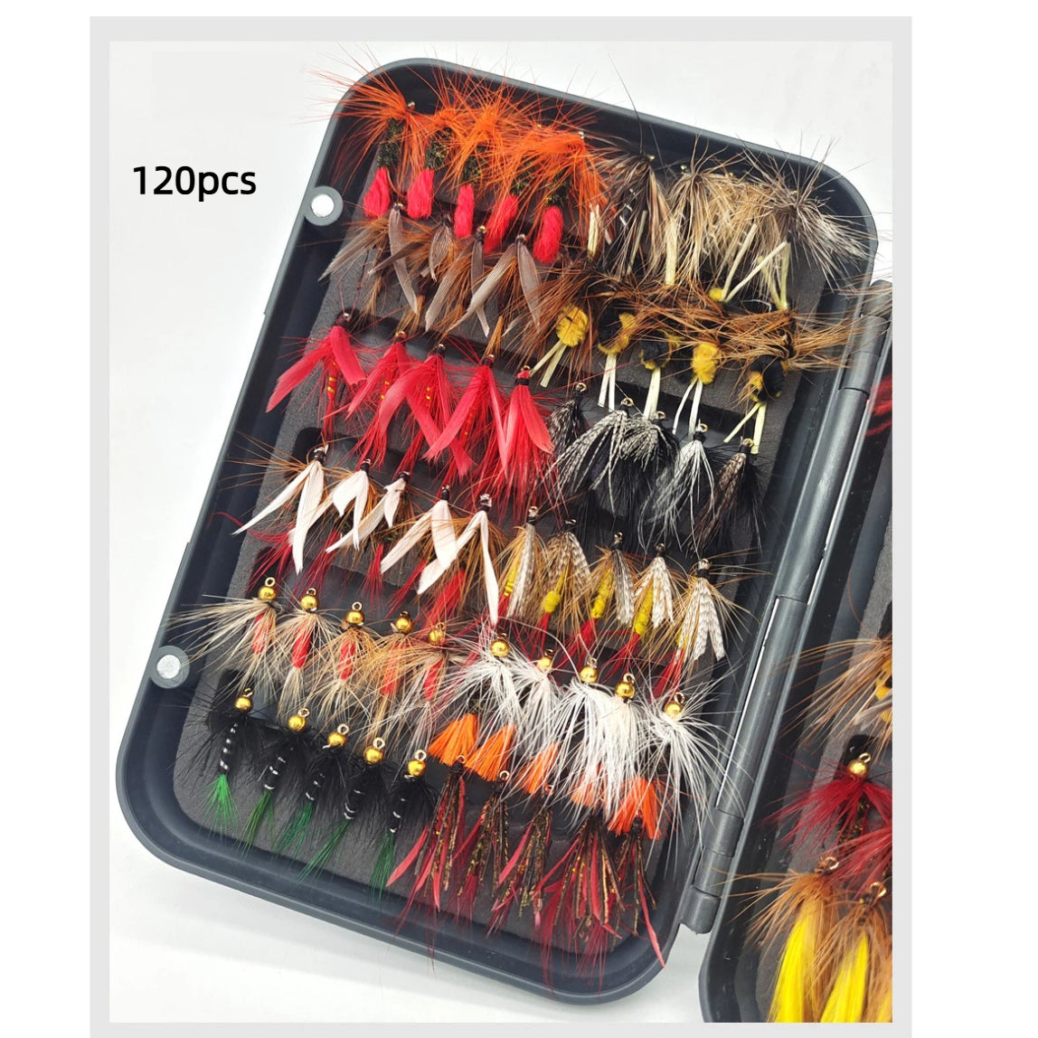 120pcs Fly Fishing Flies Kit - Ultimate Dry & Wet Fly Lures Assortment with Waterproof Fly Box, Hand-Tied Trout, Bass & Salmon Fishing Gear, High-Value Fishing Gift Set