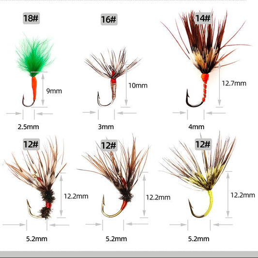 DZ Angling Premium Tenkara Fly Set | 12 Count Hand-Tied Kebari Flies Kit with Waterproof Aluminum Pocket Storage Box