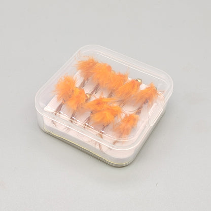10pcs Orange Nymph Fly Fishing Lures - Bead Head Orange Wing Wet Flies, Realistic Aquatic Insect Imitation, Hand Tied Trout Flies with Size #10 Barbed Hooks