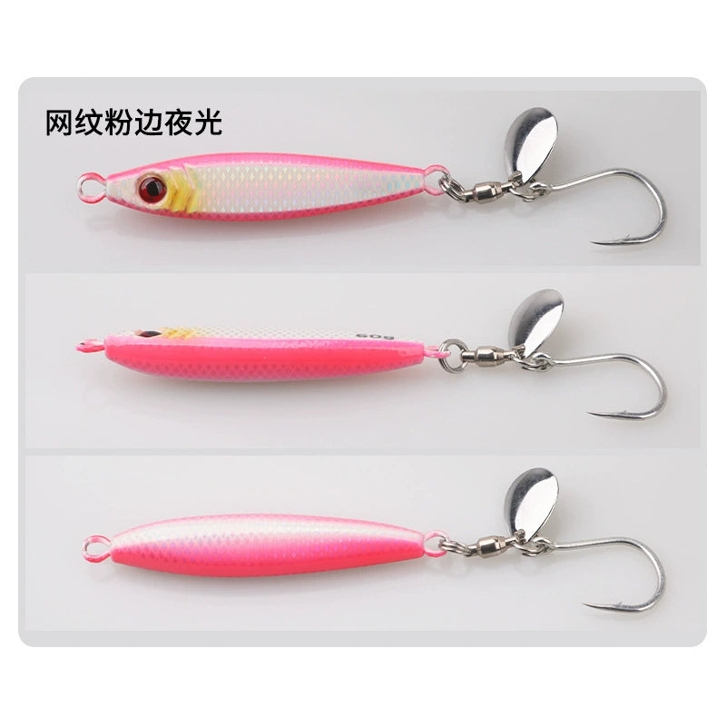 Slow Pitch Jig Lure for Sea Fishing – UV Reflective "Chubby" Metal Vibration Bait with Spinner Blade & Single Hook, Multiple Weights (0.5oz–3.5oz) for Mackerel, Tuna, Spanish Mackerel, Barracuda