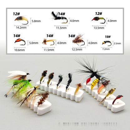 DzAngling 100Pcs Fly Fishing Lures Set Hand-Tied Dry Wet Nymph Streamer Flies Assortment Pack with Waterproof Fly Box #10 #12 #14 #16
