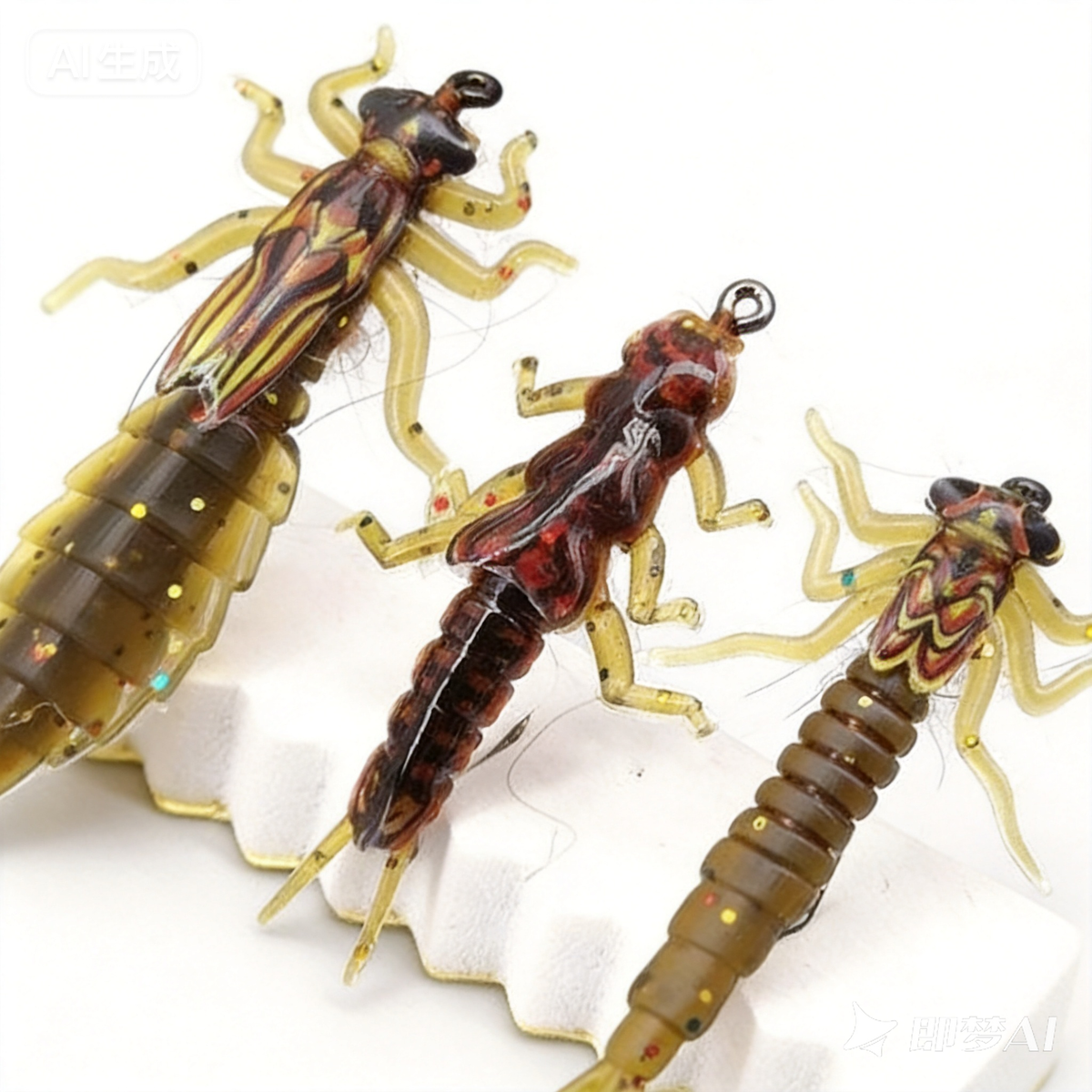 Realistic Nymph Soft Fishing Lures – 8-Pack Stonefly & Caddisfly Larvae Artificial Bait with Barbed Hooks, Ideal for Trout & Freshwater Fly Fishing