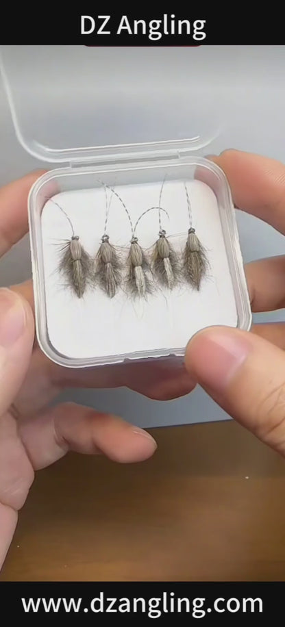 Realistic Adult Caddis Fly Fishing Lures - Hook Size 12#, Hand-Tied Premium Dry Flies with Natural Feather Wings Striped Antennae for Trout, Bass, Panfish in Streams, Rivers & Lakes