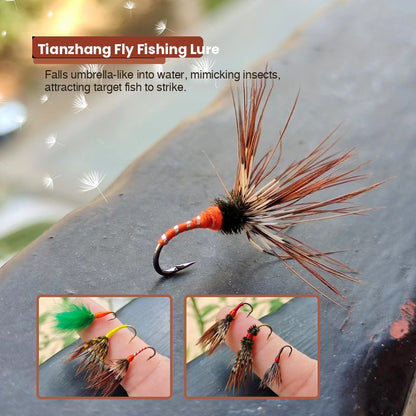 DZ Angling Premium Tenkara Fly Set | 12 Count Hand-Tied Kebari Flies Kit with Waterproof Aluminum Pocket Storage Box